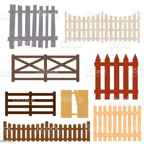 Cartoon Color Wooden Fence Set Vector Stock Illustration - Download ...