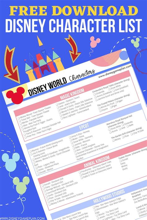 Disney Character Checklist: The Ultimate Guide to Each Park - The Disney Game Plan