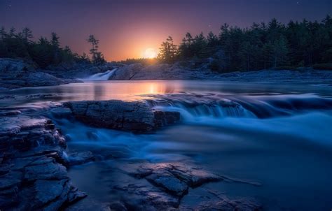 Wallpaper night, river, the moon images for desktop, section природа - download