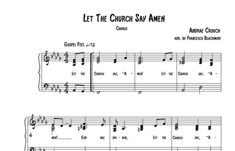 Let The Church Say Amen (arr. Francesco Blackmore) by Andrae Crouch Sheet Music for Piano ...