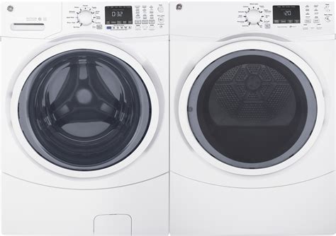 GE GEWADREW71 Side-by-Side Washer & Dryer Set with Front Load Washer and Electric Dryer in White