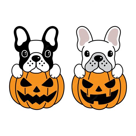 Premium Vector | Dog french bulldog halloween pumpkin