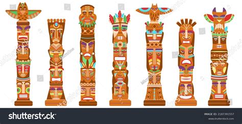 Mask Totem Poles Hawaii Tiki Totems Stock Vector (Royalty Free) 2187391557 | Shutterstock