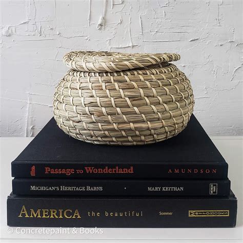 Set of All Black Coffee Table Books & Seagrass Basket | Real Hardcover ...