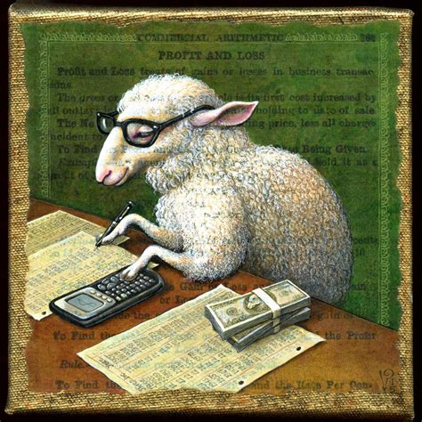 Accountant Gift, Counting Sheep Art Print: Animal With Hipster Glasses, Calculator, Funny Money ...