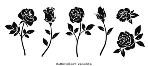 Rose Tattoo Black Silhouette Branch Flowers Stock Vector (Royalty Free) 444526906 | Shutterstock