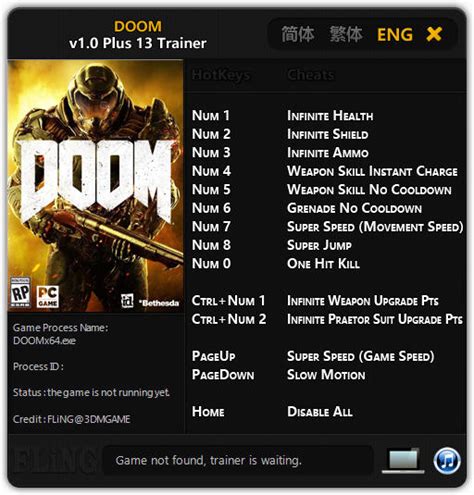 Doom 2016 Trainer +13 v1.0 FLiNG - download cheats, Doom 4, codes, trainers