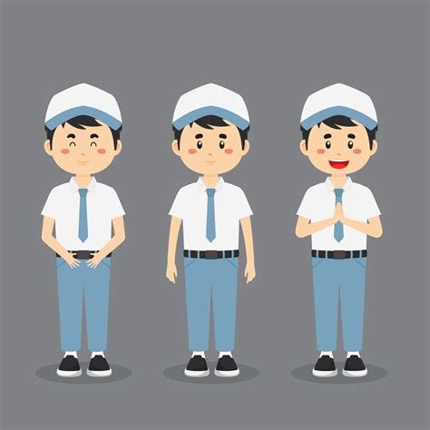 Indonesian Senior High School Character with Expression 3317470 Vector ...