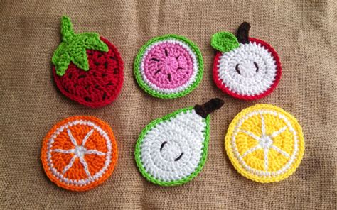 Crochet Fruit Coasters Set of 6 PERFECT by theburlapbuttonshop