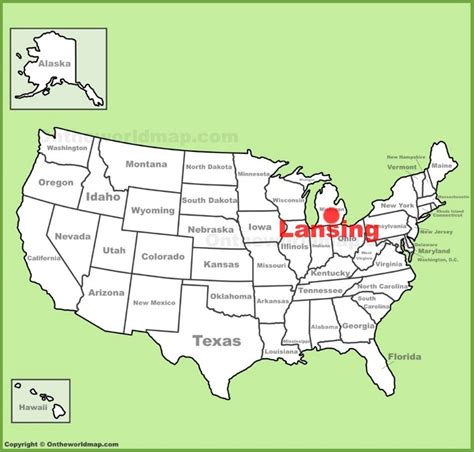 Lansing location on the U.S. Map - Ontheworldmap.com