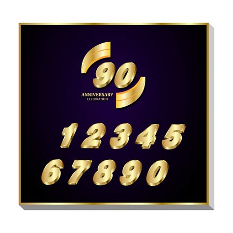 Golden number set. vector 3d realistic. 11963942 Vector Art at Vecteezy