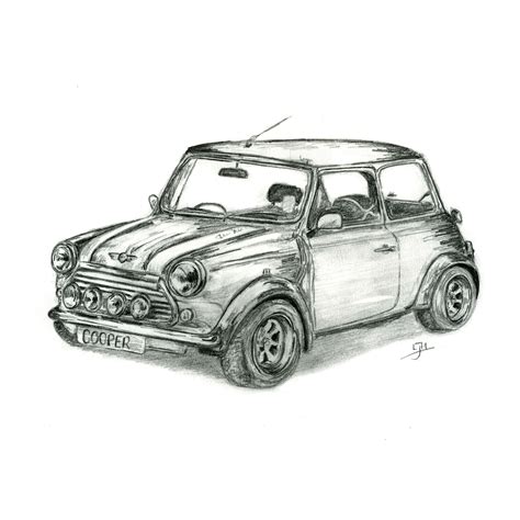 Old Mini Cooper Drawing - Mini Cooper Cars