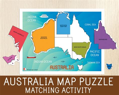 Australia Map Puzzle Matching Activity Australia States - Etsy