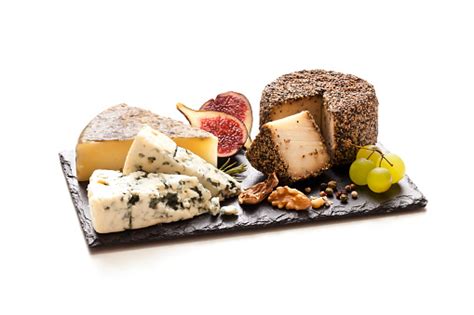 Cheeses Board On White Background Stock Photo - Download Image Now - iStock