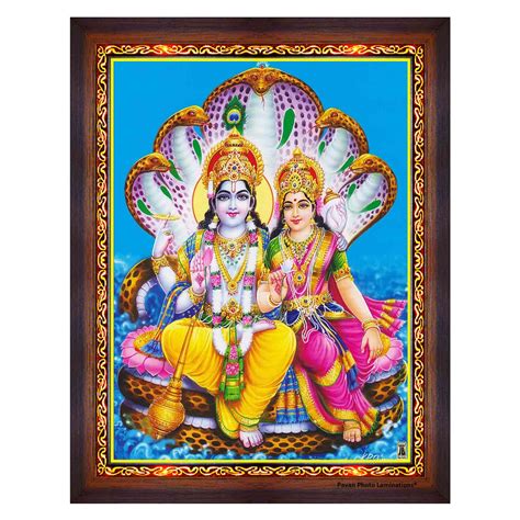 Buy Pavan Photo Laminations Lord Vishnu Dev Lakshmi Devi Laxmi Narayan ...