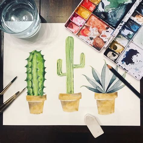 Watercolor Cacti Prints | SkillPop