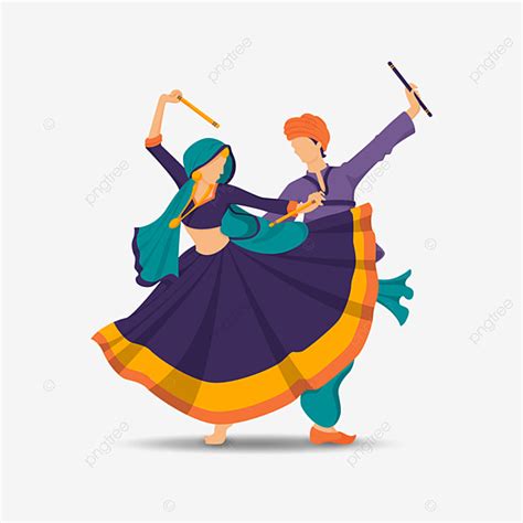 Dandiya Raas Clipart Transparent PNG Hd, Dandiya Raas Couple Dancing ...