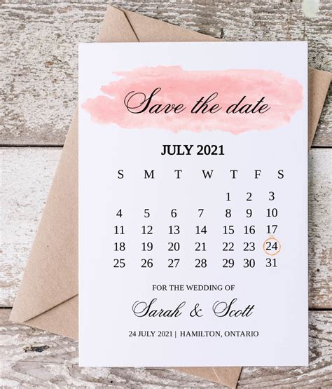 Calendar Save the Date Wedding Template Editable Instant | Etsy