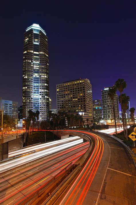 Abstract Timelapse Freeway Traffic at Night in Los Angeles Photograph ...