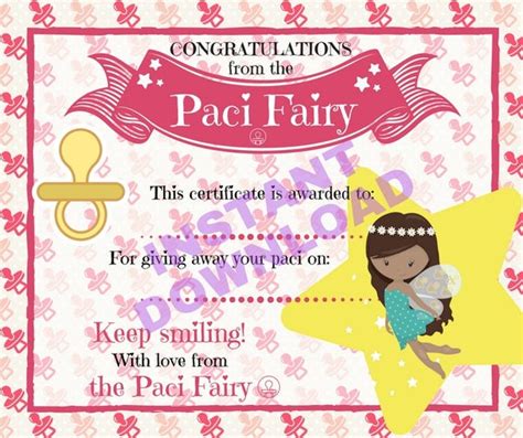 Paci Fairy Certificate | Etsy