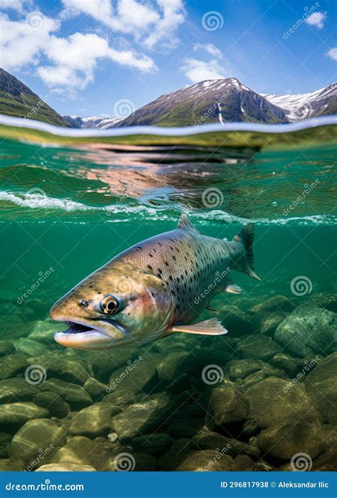 Salmon in the Rivers of Alaska. Wilderness and Wildlife. Generative Ai ...