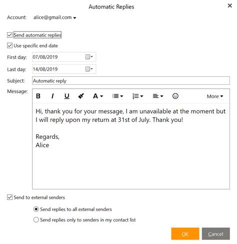 Automatic Reply Template Out Of Office - Get What You Need For Free