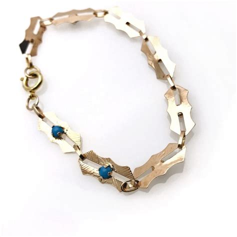 10k Rose Gold Turquoise Fancy Link Chain Bracelet • PreAdored® Sustainable Luxury