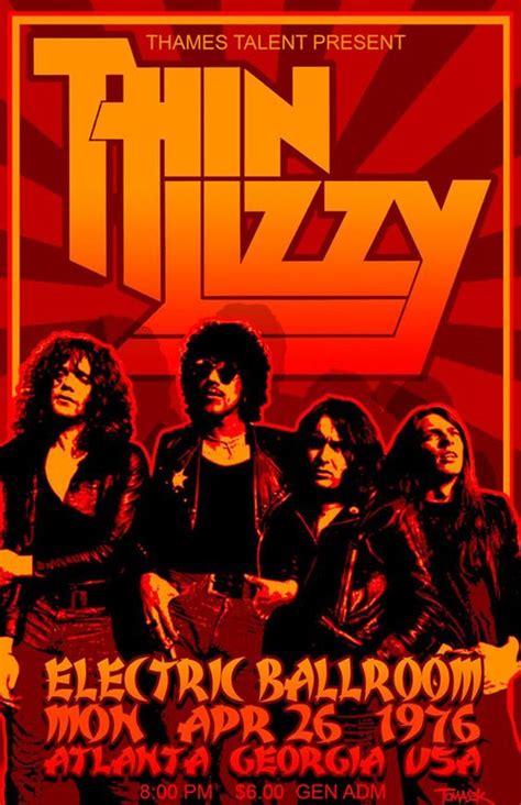 Thin Lizzy - Electric Ballroom 1976 - A4 Music Mini Print | Concert posters, Music poster ...