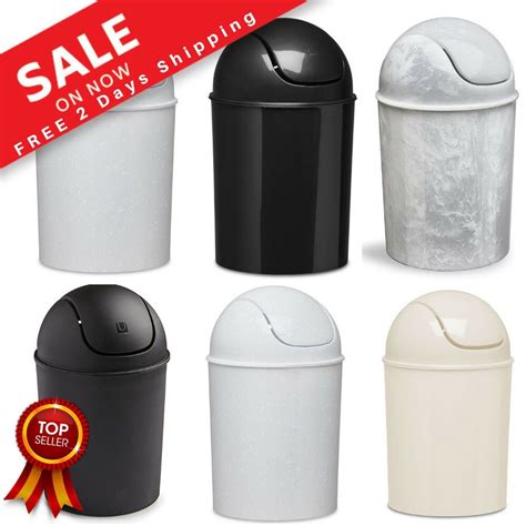 Mini Small Trash Garbage Can Plastic Swing Lid Bathroom Kitchen Waste ...