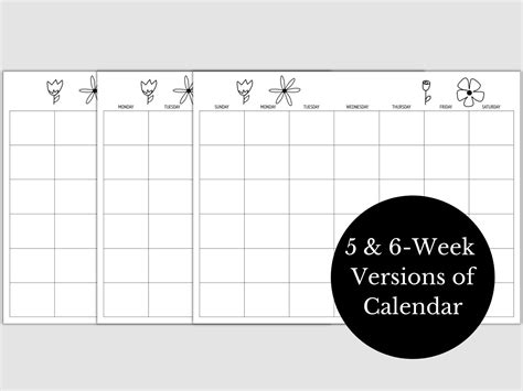 Printable Blank Calendar / Weekly Planner / Minimalistic Planner ...