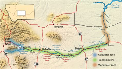 Musselshell-River-Map-Montana-Roundup - Musselshell County