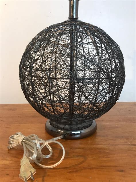 Pair of Midcentury Spun Gun Metal Sphere Lamps For Sale at 1stDibs