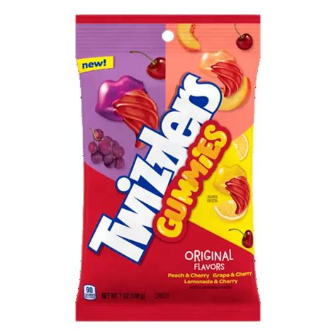 TWIZZLERS Gummies Original Flavors Candy, 7 oz bag