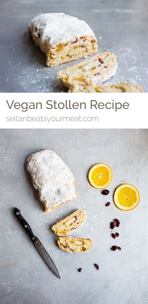 Vegan stollen bread recipe with fruit, nuts, and marzipan filling ...