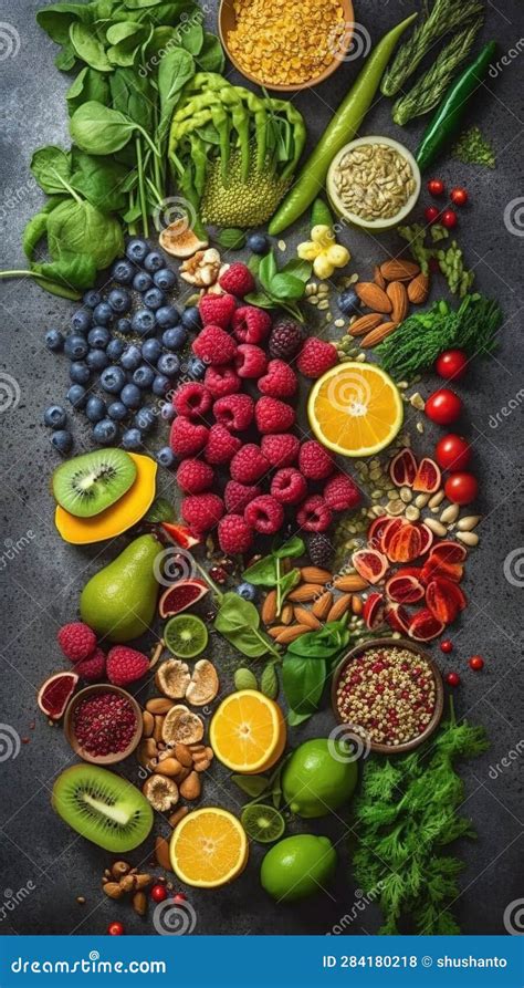 Top view of healthy food stock illustration. Illustration of green ...