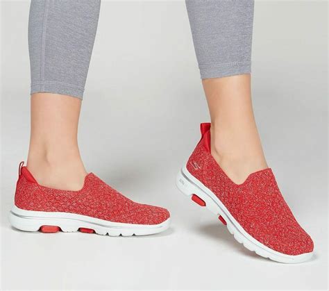 Skechers Red Women Shoes Go Walk 5 Casual Slip On Comfort Sporty Soft ...