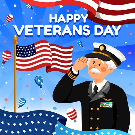 Happy Veterans Day Celebration with US Navy Veteran 3703907 Vector Art ...