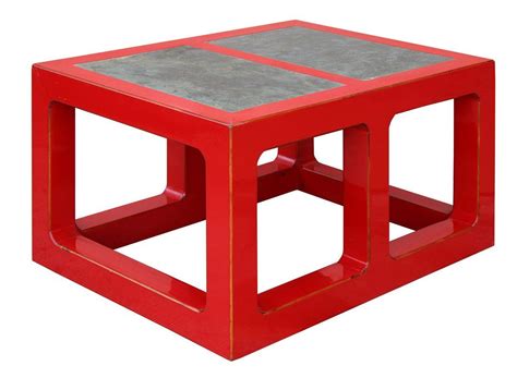 Red Lacquer Stone Top Contemporary Coffee Table s049S | Contemporary coffee table, Red lacquer ...
