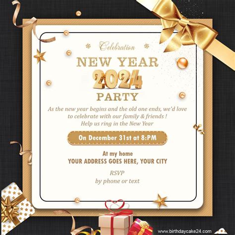 Free New Year 2024 Party Invitation Template | Party invite template, Invitation template, Party ...