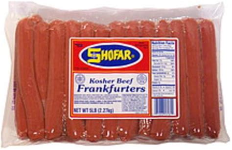 Shofar Kosher Beef Frankfurters - 5 lb, Nutrition Information | Innit