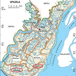 Map of Patuakhali District showing Kalapara Upazila | Download Scientific Diagram