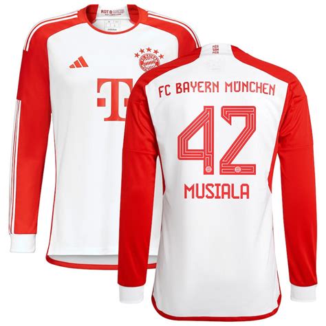 Jamal Musiala 42 Bayern Munich 2023/24 Home Long Sleeve Men Jersey - W - Jersey Teams Store