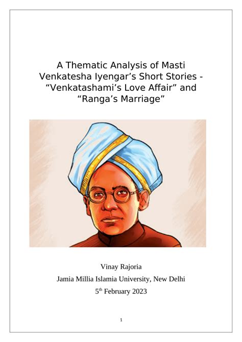 (PDF) A Thematic Analysis of Masti Venkatesha Iyengar’s Short Stories ...