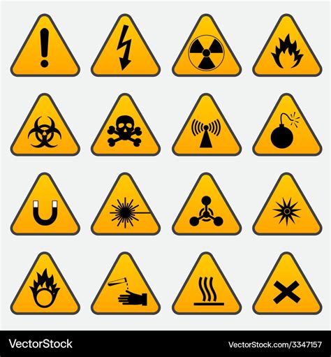 Warning hazard triangle signs Royalty Free Vector Image