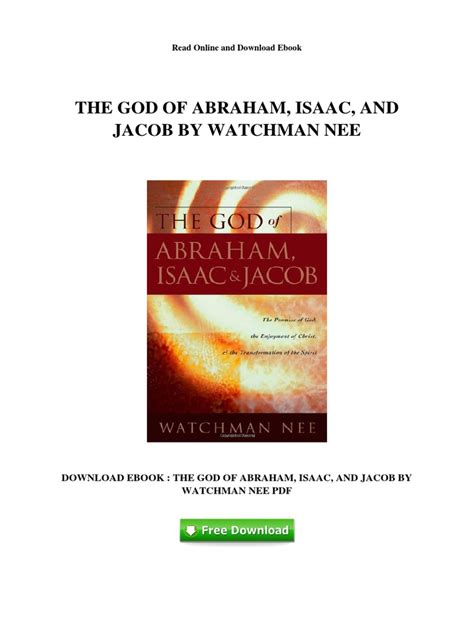 The God of Abraham Isaac and Jacob by Watchman Nee | PDF | Isaac | Abraham