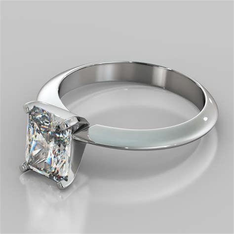 Agape Simulated Radiant Cut Tiffany Style Engagement Ring