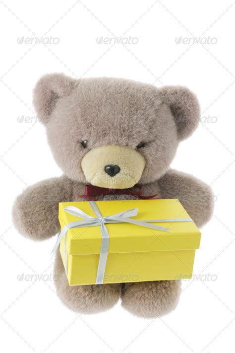 Teddy Bear with Gift Box Stock Photo by lightzone | PhotoDune