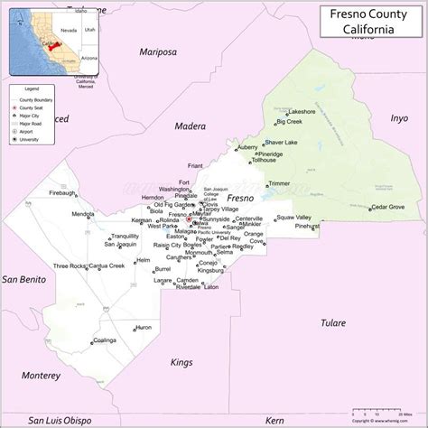 Map of Fresno County, California - Where is Located, Cities, Population, Highways & Facts ...