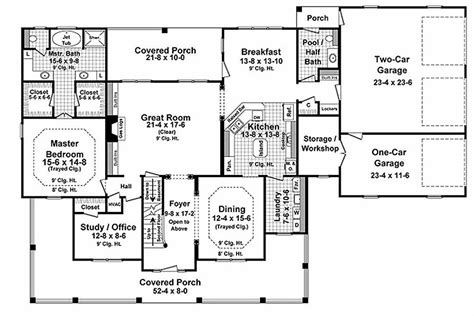 Country Style House Plan - 4 Beds 3.5 Baths 3000 Sq/Ft Plan #21-323 - Houseplans.com