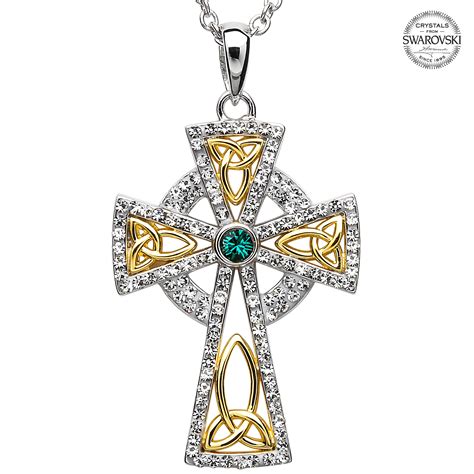 Celtic Cross Necklace - Sterling Silver and Gold Plated Trinity Gold ...